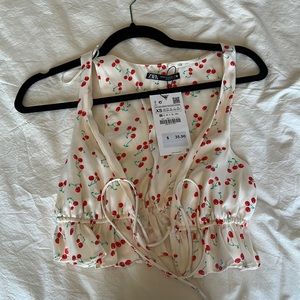 Zara cherry silk top